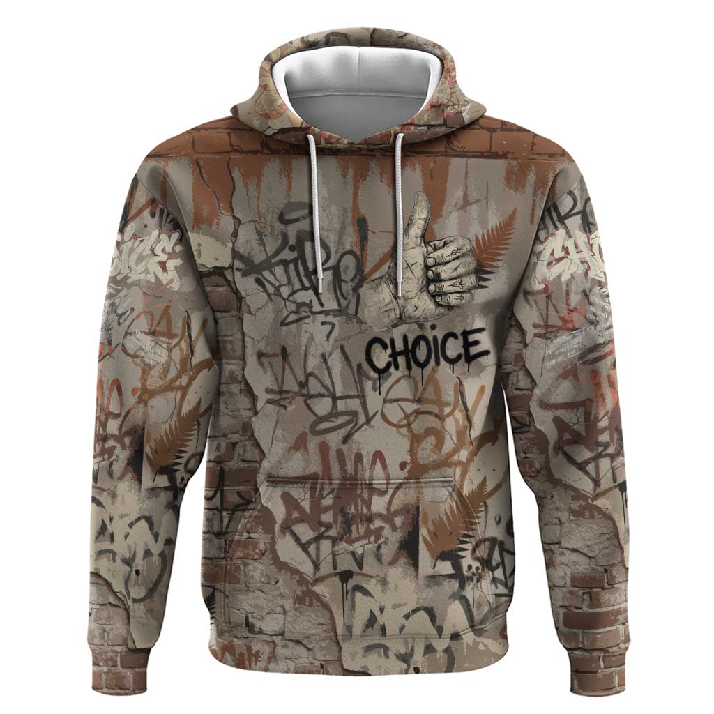 Choice Bro Graffiti Handshake Hoodie New Zealand Slang Fern Brick Wall and Urban Street Art TS04 Pullover Hoodie Multicolor - Polynesian Pride