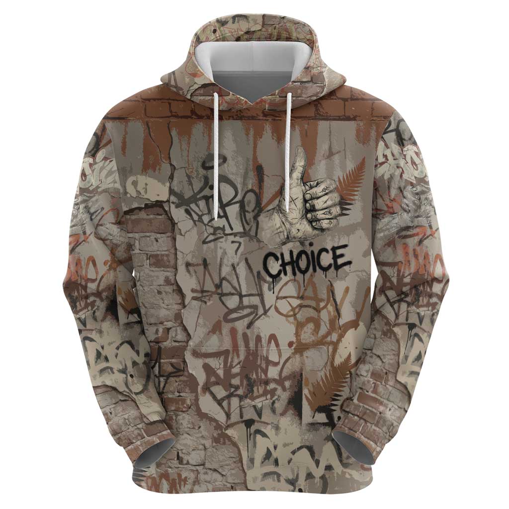 Choice Bro Graffiti Handshake Hoodie New Zealand Slang Fern Brick Wall and Urban Street Art