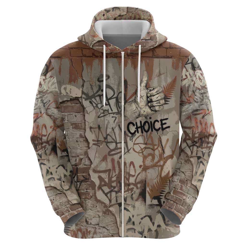 Choice Bro Graffiti Handshake Hoodie New Zealand Slang Fern Brick Wall and Urban Street Art