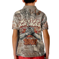 Choice Bro Graffiti Handshake Kid Polo Shirt New Zealand Slang Fern Brick Wall and Urban Street Art
