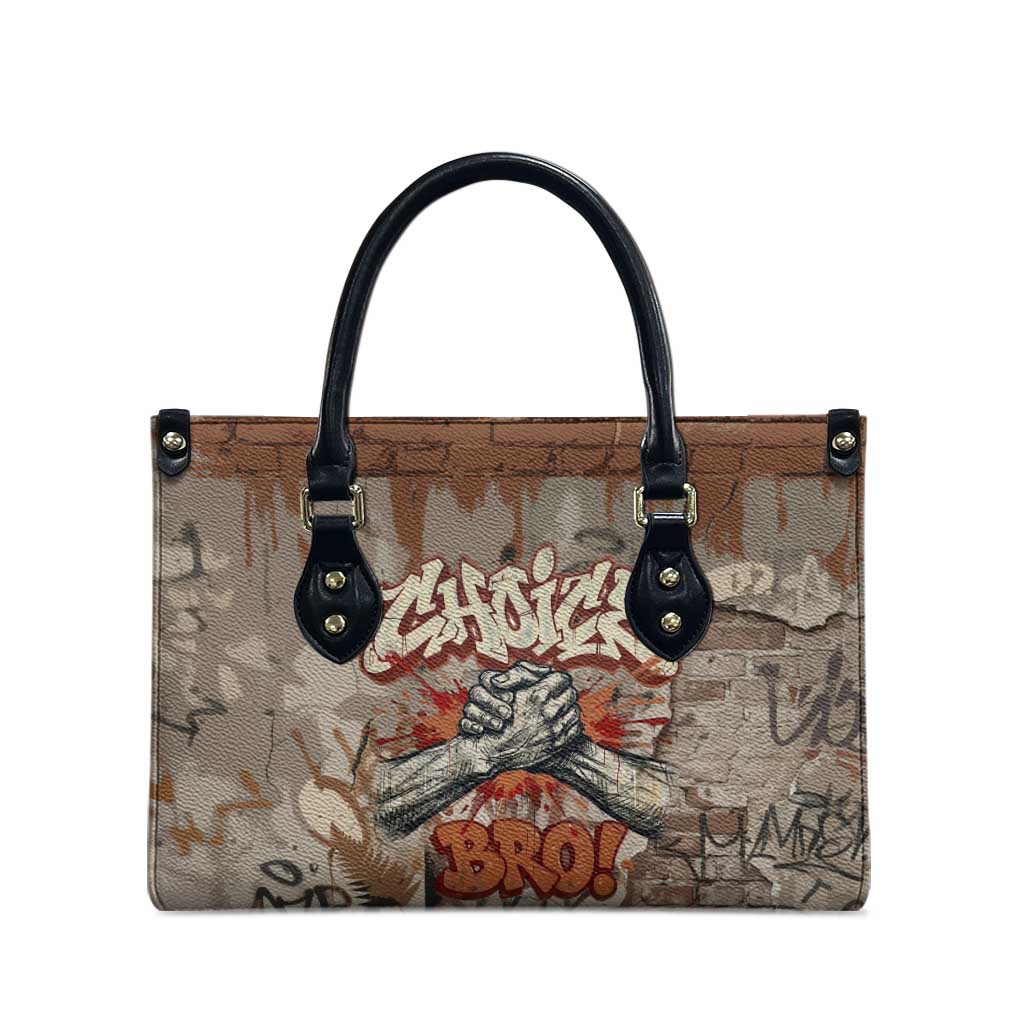 Choice Bro Graffiti Handshake Leather Bag New Zealand Slang Fern Brick Wall and Urban Street Art