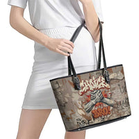 Choice Bro Graffiti Handshake Leather Tote Bag New Zealand Slang Fern Brick Wall and Urban Street Art