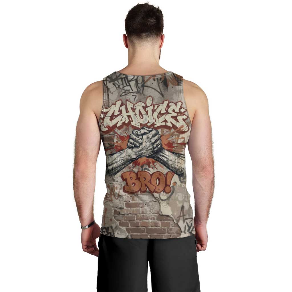 Choice Bro Graffiti Handshake Men Tank Top New Zealand Slang Fern Brick Wall and Urban Street Art