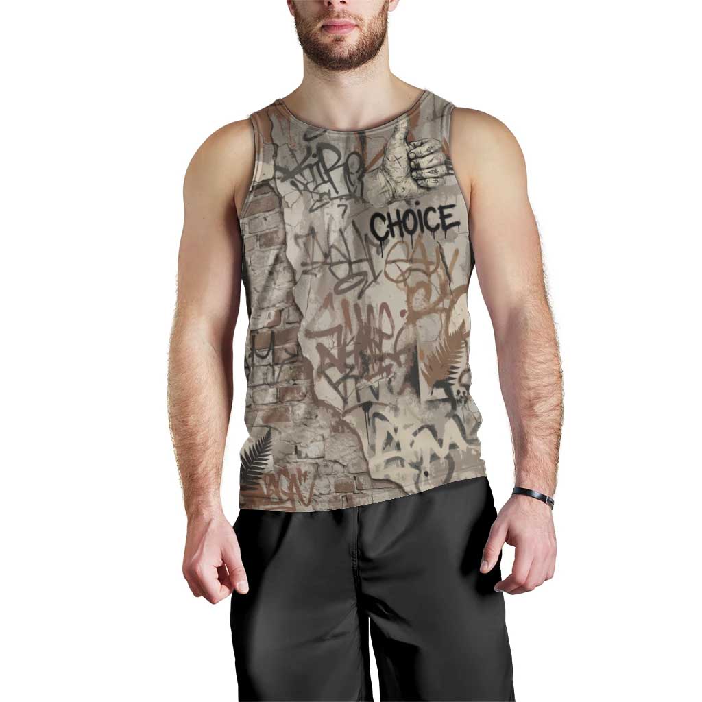 Choice Bro Graffiti Handshake Men Tank Top New Zealand Slang Fern Brick Wall and Urban Street Art