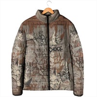 Choice Bro Graffiti Handshake Padded Jacket New Zealand Slang Fern Brick Wall and Urban Street Art