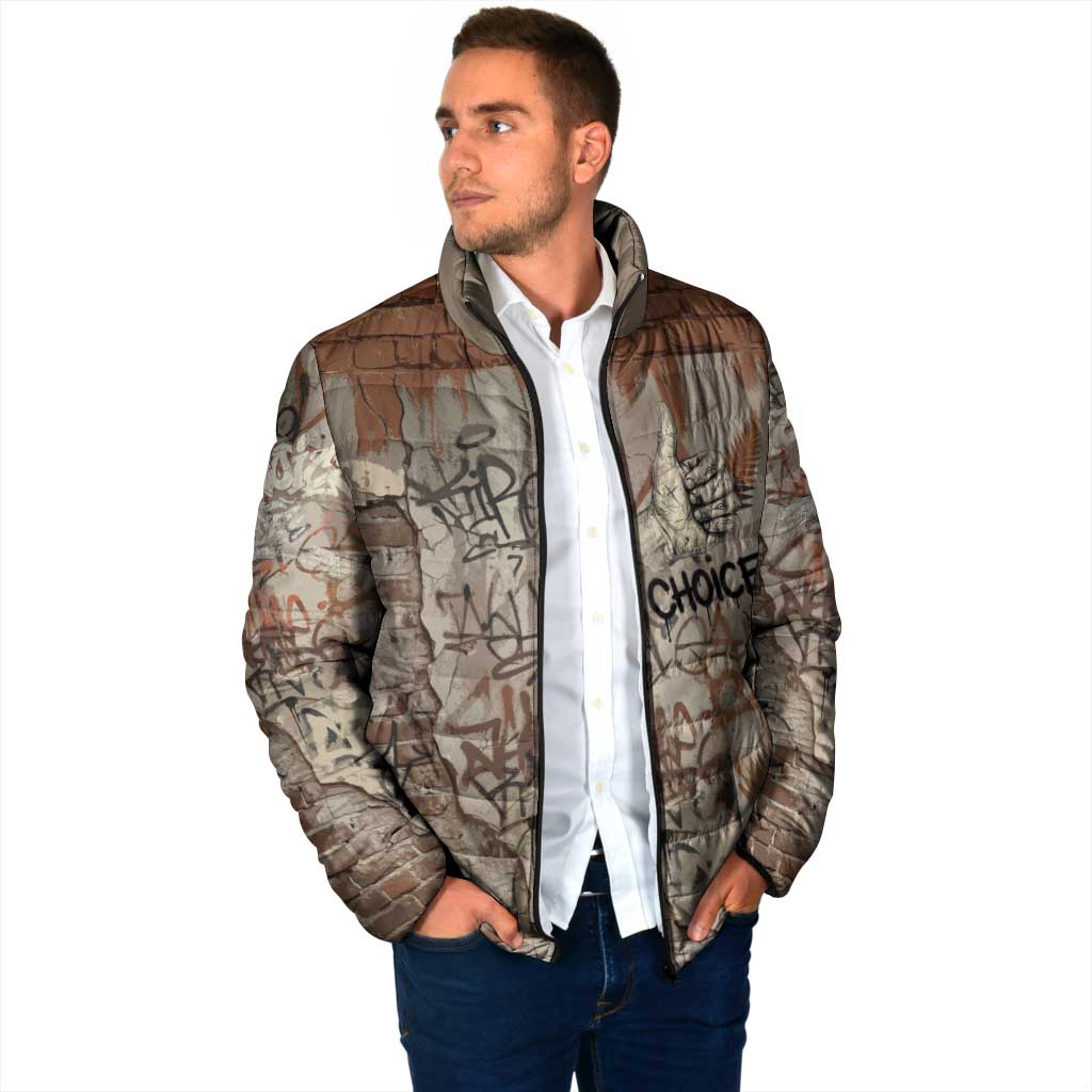 Choice Bro Graffiti Handshake Padded Jacket New Zealand Slang Fern Brick Wall and Urban Street Art