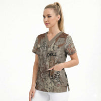 Choice Bro Graffiti Handshake Scrub Top New Zealand Slang Fern Brick Wall and Urban Street Art