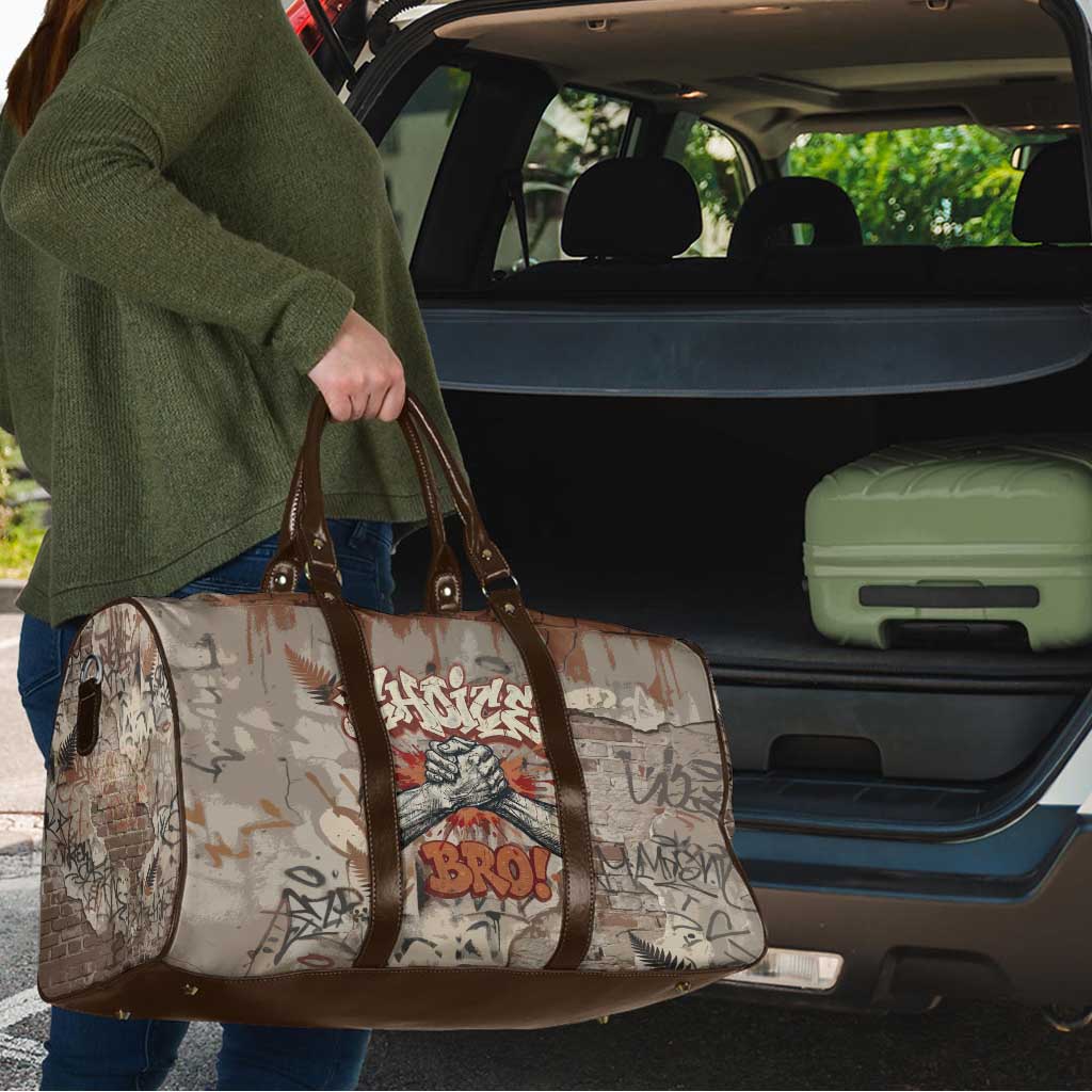 Choice Bro Graffiti Handshake Travel Bag New Zealand Slang Fern Brick Wall and Urban Street Art