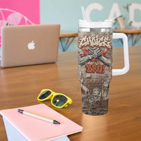 Choice Bro Graffiti Handshake Tumbler With Handle New Zealand Slang Fern Brick Wall and Urban Street Art