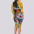 Hawaii Polynesian Long Sleeve Bodycon Dress Turtles and Hibiscus Flower Gradient Pattern TS04 - Polynesian Pride