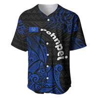 Pohnpei Federated States Of Micronesia Baseball Jersey Polynesian Tribal Heritage Art With Blue Island Tattoo Patterns