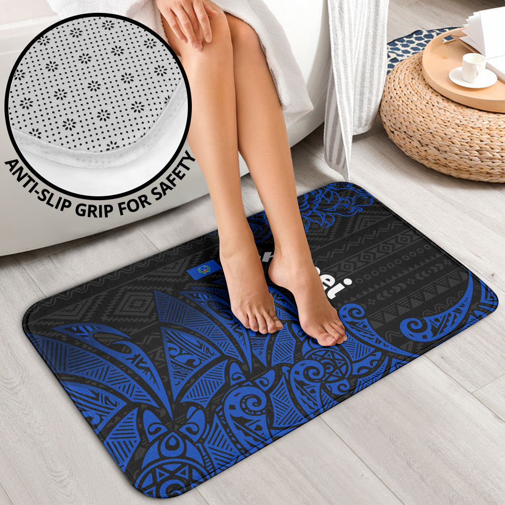 Pohnpei Federated States Of Micronesia Bathroom Set Polynesian Tribal Heritage Art With Blue Island Tattoo Patterns