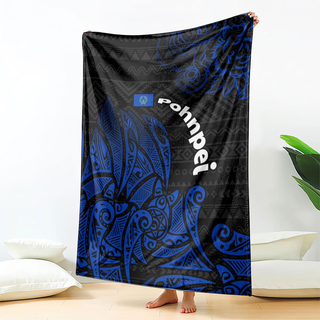 Pohnpei Federated States Of Micronesia Blanket Polynesian Tribal Heritage Art With Blue Island Tattoo Patterns