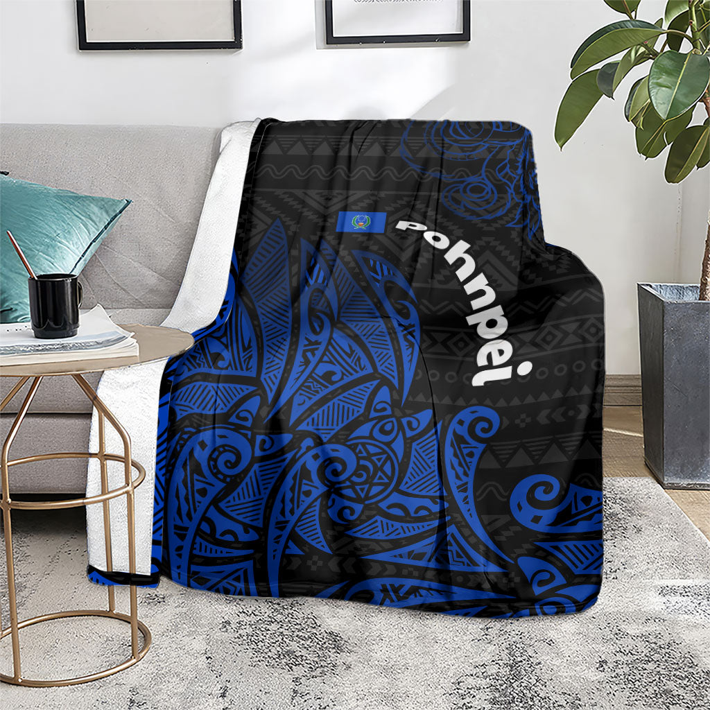 Pohnpei Federated States Of Micronesia Blanket Polynesian Tribal Heritage Art With Blue Island Tattoo Patterns