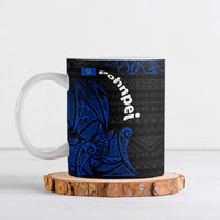 Pohnpei Federated States Of Micronesia Ceramic Mug Polynesian Tribal Heritage Art With Blue Island Tattoo Patterns