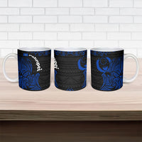 Pohnpei Federated States Of Micronesia Ceramic Mug Polynesian Tribal Heritage Art With Blue Island Tattoo Patterns