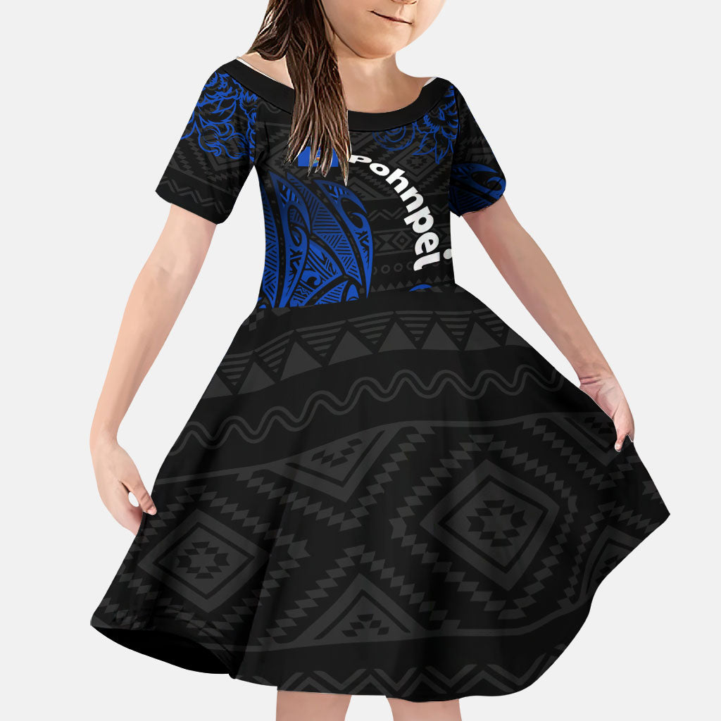 Pohnpei Federated States Of Micronesia Family Matching Mermaid Dress and Hawaiian Shirt Polynesian Tribal Heritage Art With Blue Island Tattoo Patterns