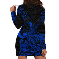 Pohnpei Federated States Of Micronesia Hoodie Dress Polynesian Tribal Heritage Art With Blue Island Tattoo Patterns