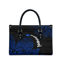 Pohnpei Federated States Of Micronesia Leather Bag Polynesian Tribal Heritage Art With Blue Island Tattoo Patterns