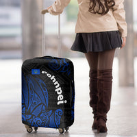 Pohnpei Federated States Of Micronesia Luggage Cover Polynesian Tribal Heritage Art With Blue Island Tattoo Patterns