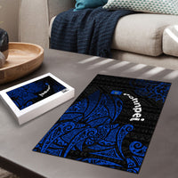 Pohnpei Federated States Of Micronesia Puzzle Polynesian Tribal Heritage Art With Blue Island Tattoo Patterns