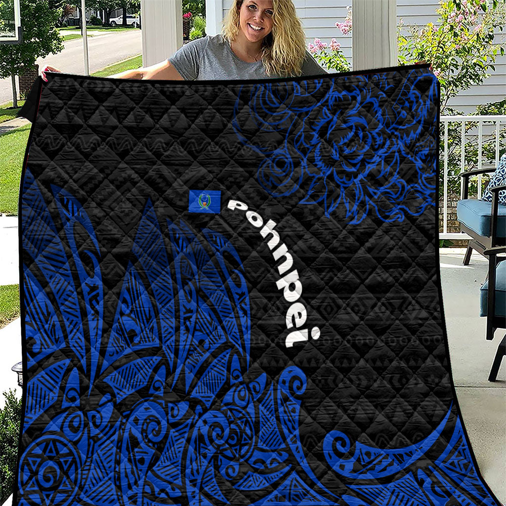 Pohnpei Federated States Of Micronesia Quilt Polynesian Tribal Heritage Art With Blue Island Tattoo Patterns