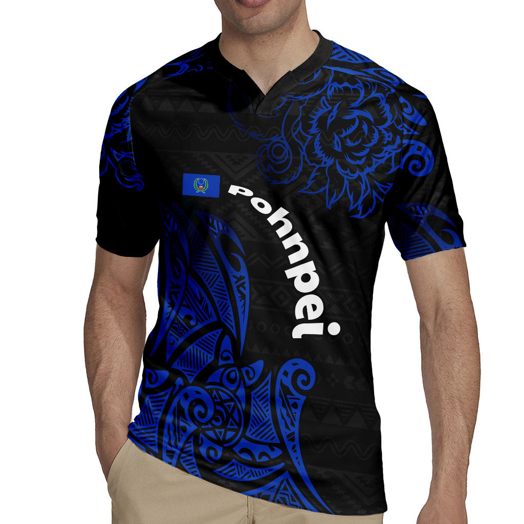 Pohnpei Federated States Of Micronesia Rugby Jersey Polynesian Tribal Heritage Art With Blue Island Tattoo Patterns