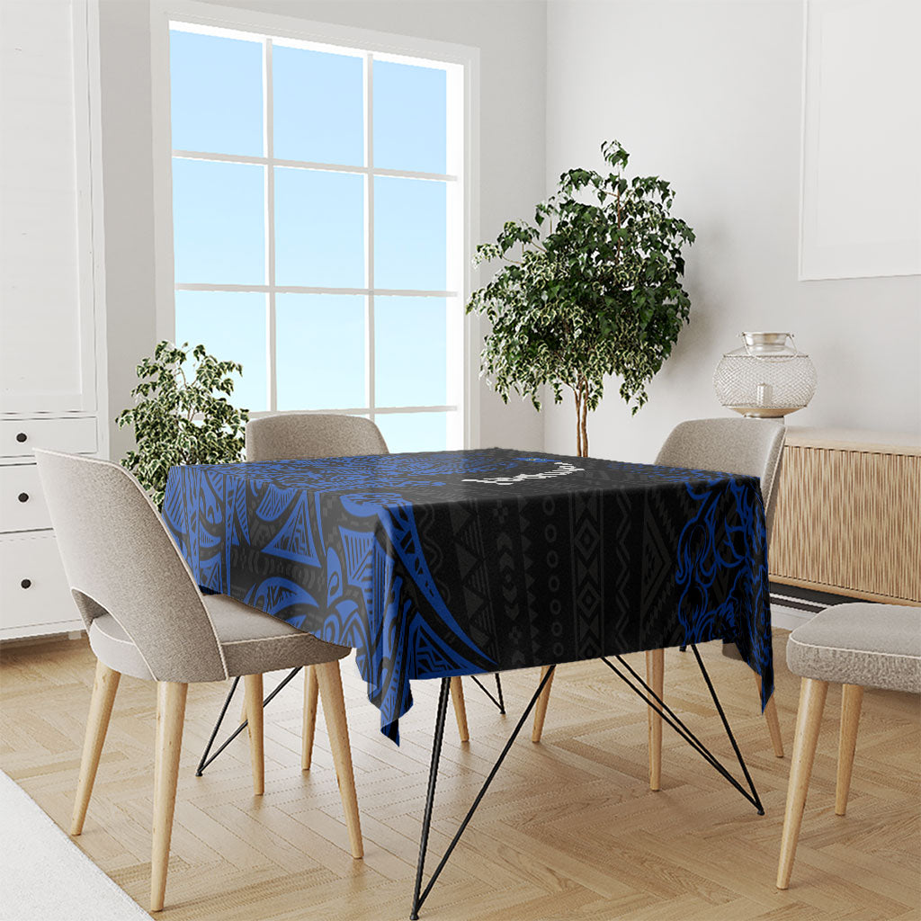 Pohnpei Federated States Of Micronesia Tablecloth Polynesian Tribal Heritage Art With Blue Island Tattoo Patterns