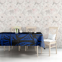 Pohnpei Federated States Of Micronesia Tablecloth Polynesian Tribal Heritage Art With Blue Island Tattoo Patterns