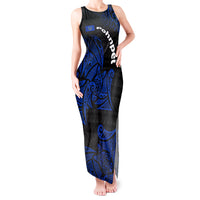 Pohnpei Federated States Of Micronesia Tank Maxi Dress Polynesian Tribal Heritage Art With Blue Island Tattoo Patterns