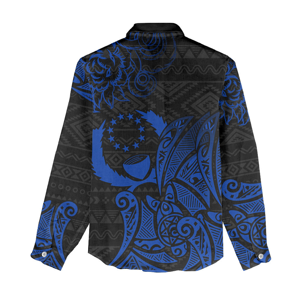 Pohnpei Federated States Of Micronesia Women Casual Shirt Polynesian Tribal Heritage Art With Blue Island Tattoo Patterns