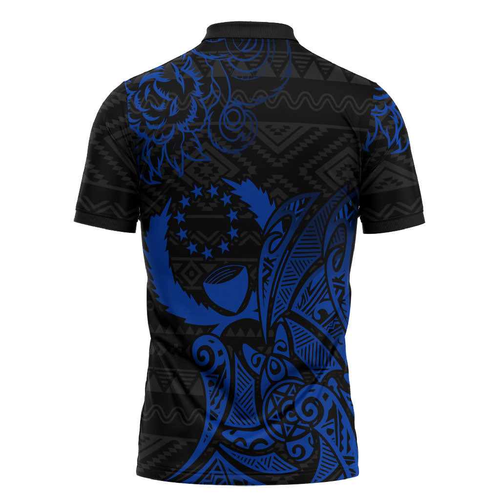 Pohnpei Federated States Of Micronesia Zipper Polo Shirt Polynesian Tribal Heritage Art With Blue Island Tattoo Patterns