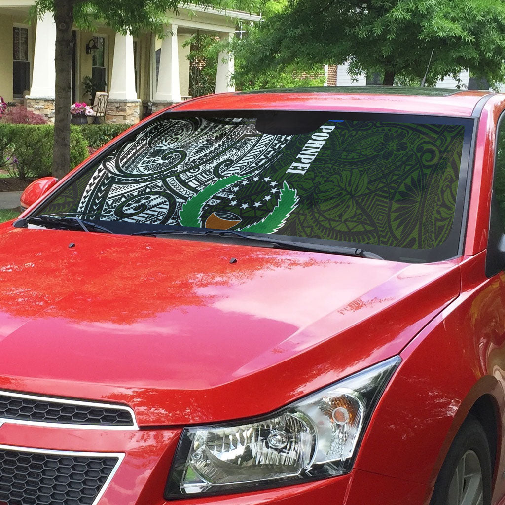 Pohnpei Federated States Of Micronesia Auto Sun Shade Polynesian Tribal Heritage Art With Kaselehlie State Seal
