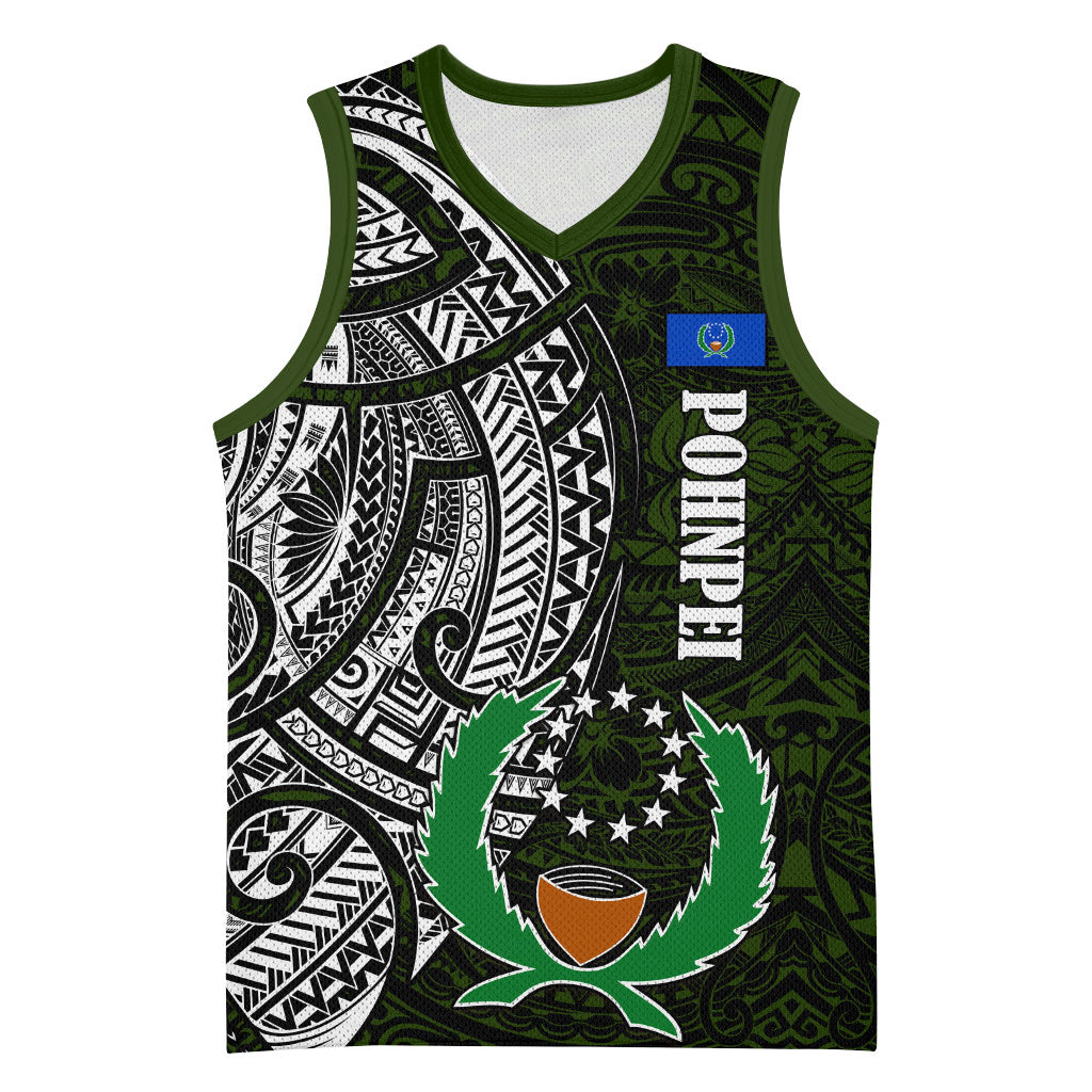 Pohnpei Federated States Of Micronesia Basketball Jersey Polynesian Tribal Heritage Art With Kaselehlie State Seal