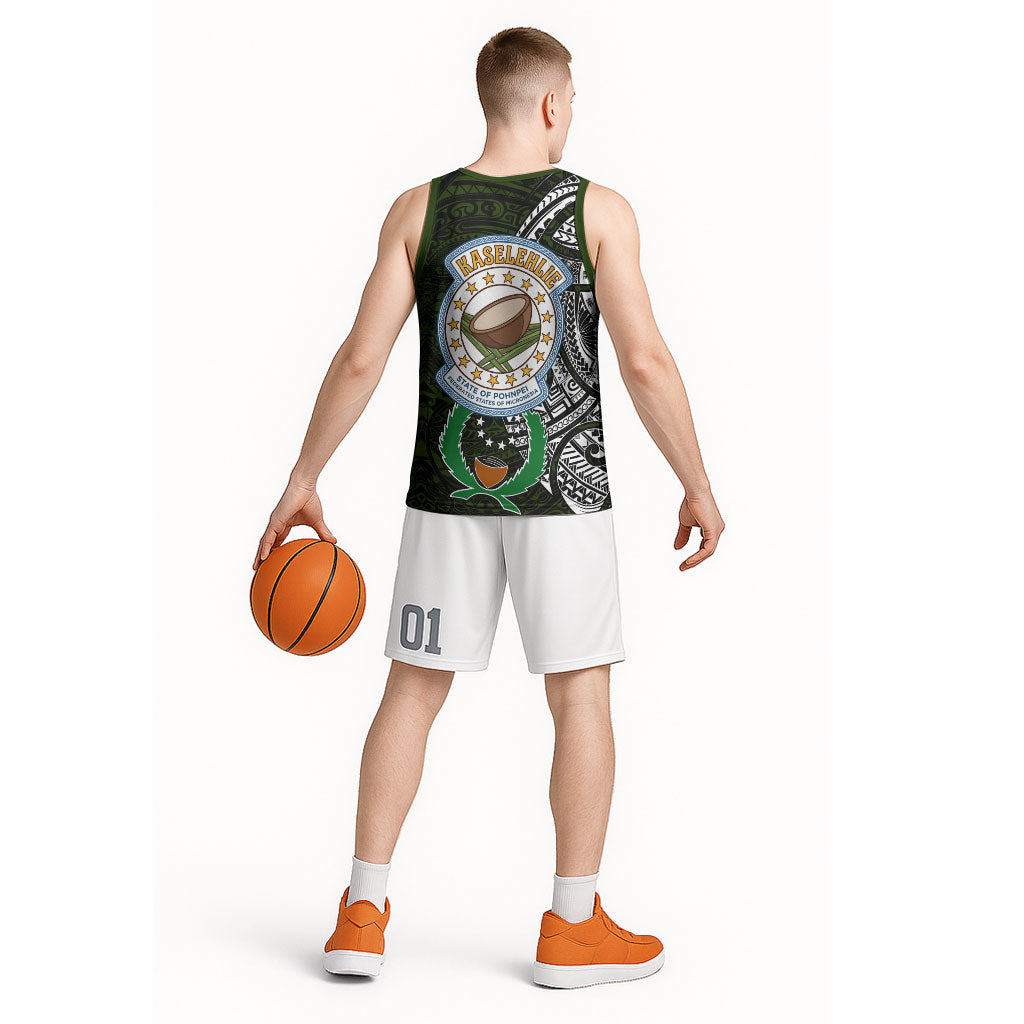 Pohnpei Federated States Of Micronesia Basketball Jersey Polynesian Tribal Heritage Art With Kaselehlie State Seal