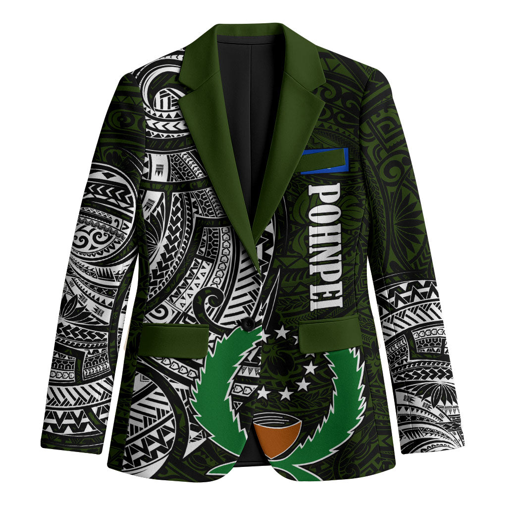 Pohnpei Federated States Of Micronesia Blazer Polynesian Tribal Heritage Art With Kaselehlie State Seal