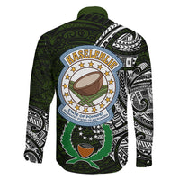Pohnpei Federated States Of Micronesia Family Matching Off The Shoulder Long Sleeve Dress and Hawaiian Shirt Polynesian Tribal Heritage Art With Kaselehlie State Seal