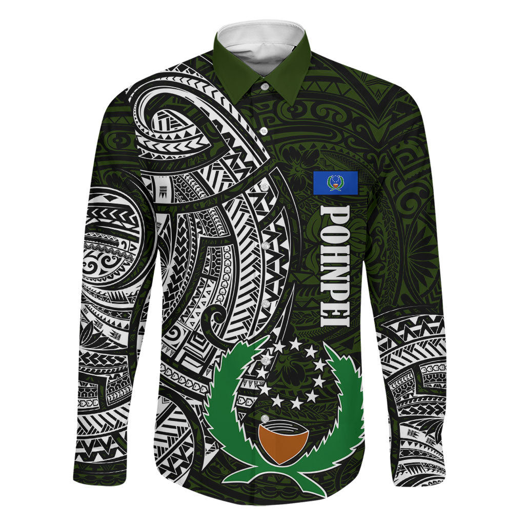 Pohnpei Federated States Of Micronesia Family Matching Off Shoulder Short Dress and Hawaiian Shirt Polynesian Tribal Heritage Art With Kaselehlie State Seal