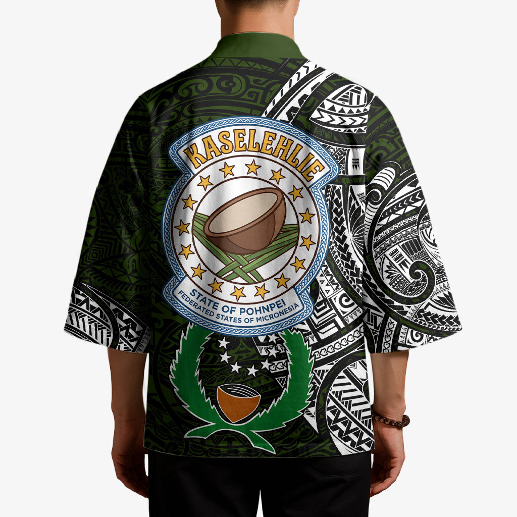 Pohnpei Federated States Of Micronesia Kimono Polynesian Tribal Heritage Art With Kaselehlie State Seal