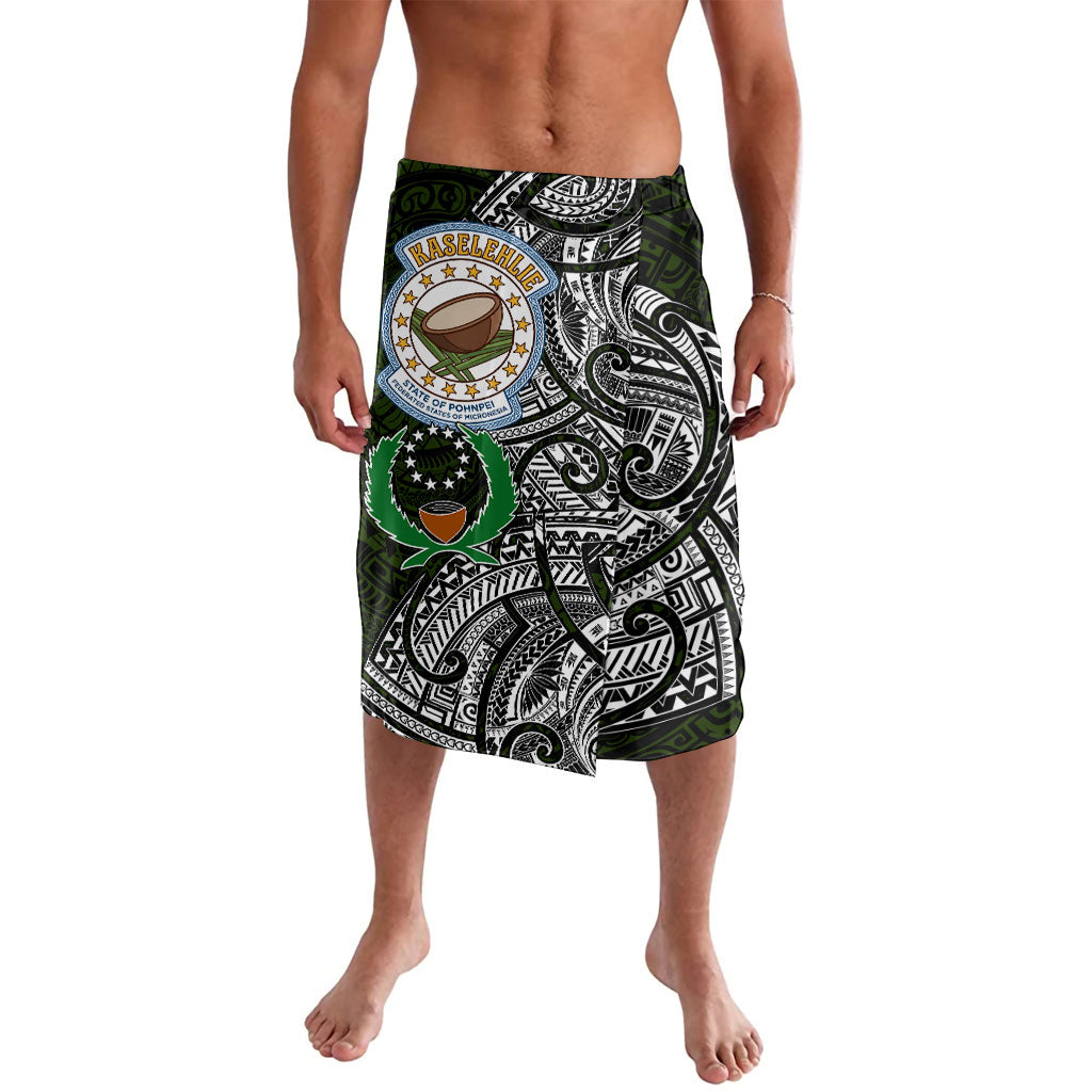 Pohnpei Federated States Of Micronesia Lavalava Polynesian Tribal Heritage Art With Kaselehlie State Seal TS04 Green White - Polynesian Pride