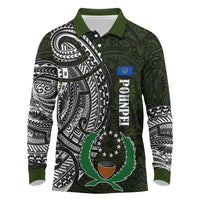 Pohnpei Federated States Of Micronesia Long Sleeve Polo Shirt Polynesian Tribal Heritage Art With Kaselehlie State Seal