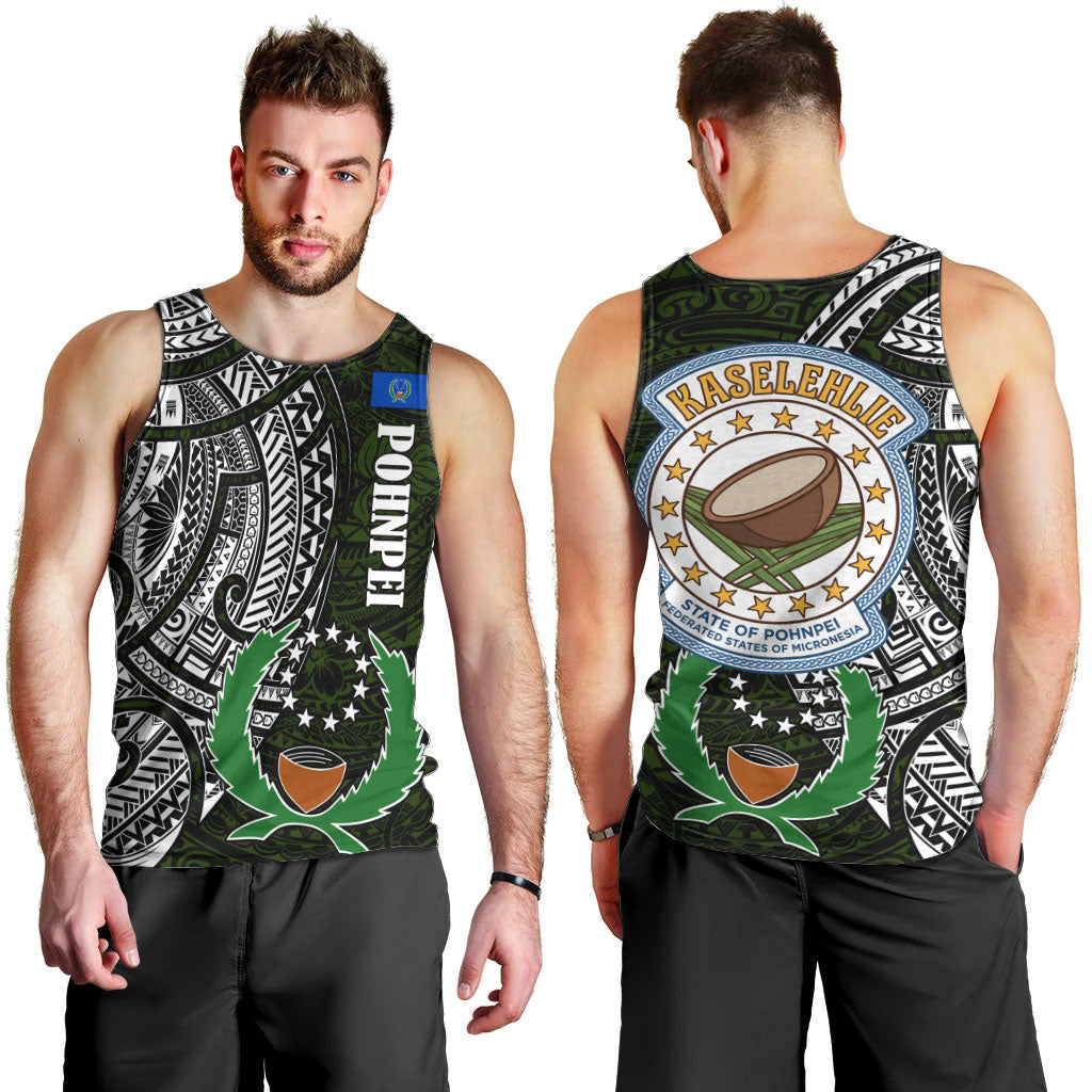 Pohnpei Federated States Of Micronesia Men Tank Top Polynesian Tribal Heritage Art With Kaselehlie State Seal