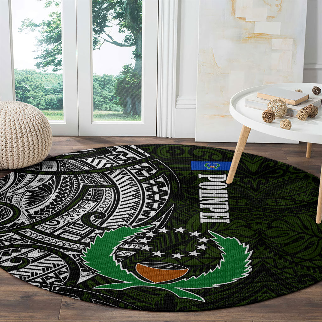 Pohnpei Federated States Of Micronesia Round Carpet Polynesian Tribal Heritage Art With Kaselehlie State Seal