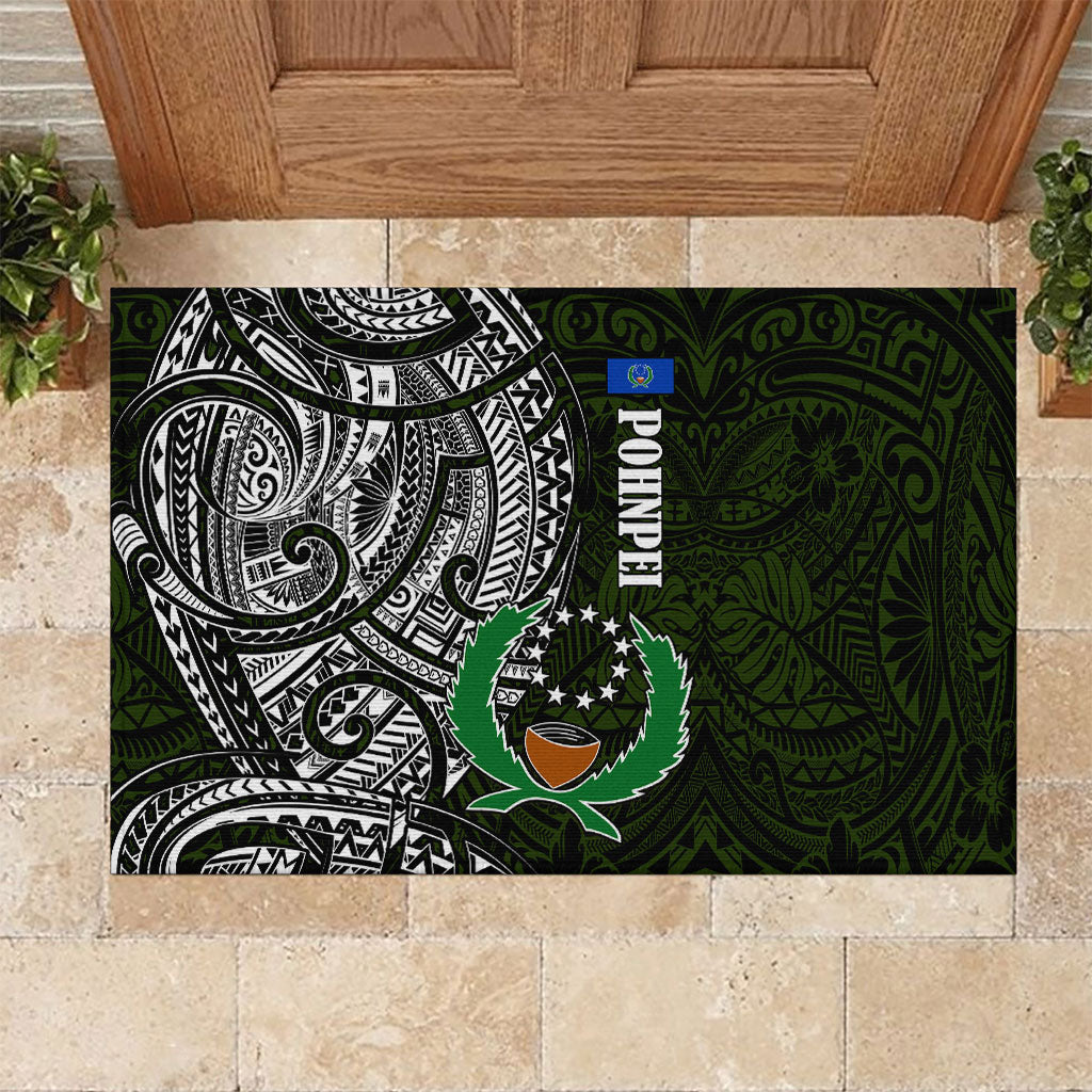 Pohnpei Federated States Of Micronesia Rubber Doormat Polynesian Tribal Heritage Art With Kaselehlie State Seal