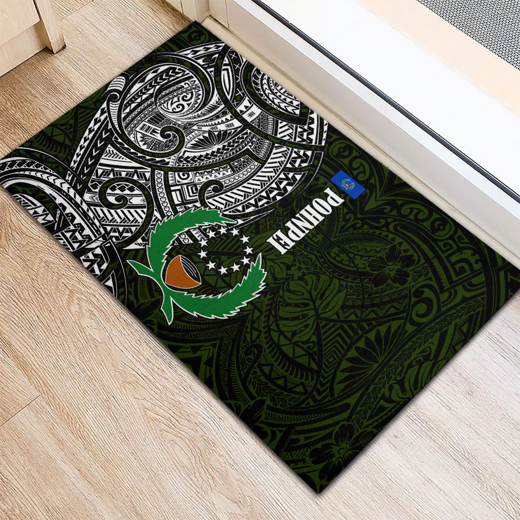 Pohnpei Federated States Of Micronesia Rubber Doormat Polynesian Tribal Heritage Art With Kaselehlie State Seal