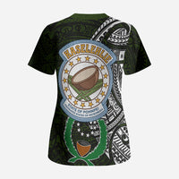 Pohnpei Federated States Of Micronesia Scrub Top Polynesian Tribal Heritage Art With Kaselehlie State Seal