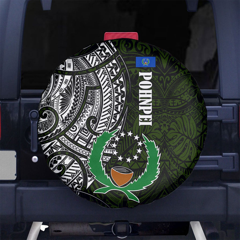 Pohnpei Federated States Of Micronesia Spare Tire Cover Polynesian Tribal Heritage Art With Kaselehlie State Seal