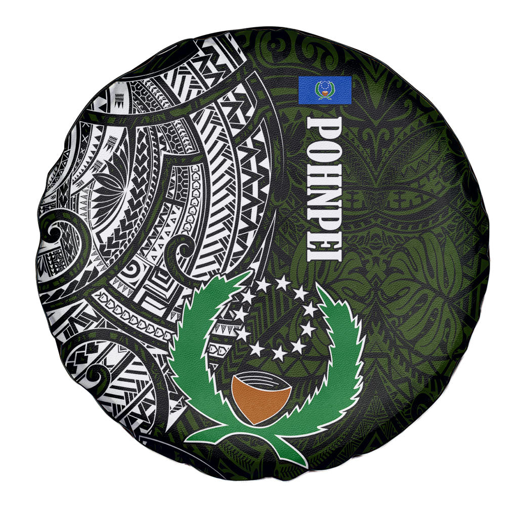 Pohnpei Federated States Of Micronesia Spare Tire Cover Polynesian Tribal Heritage Art With Kaselehlie State Seal