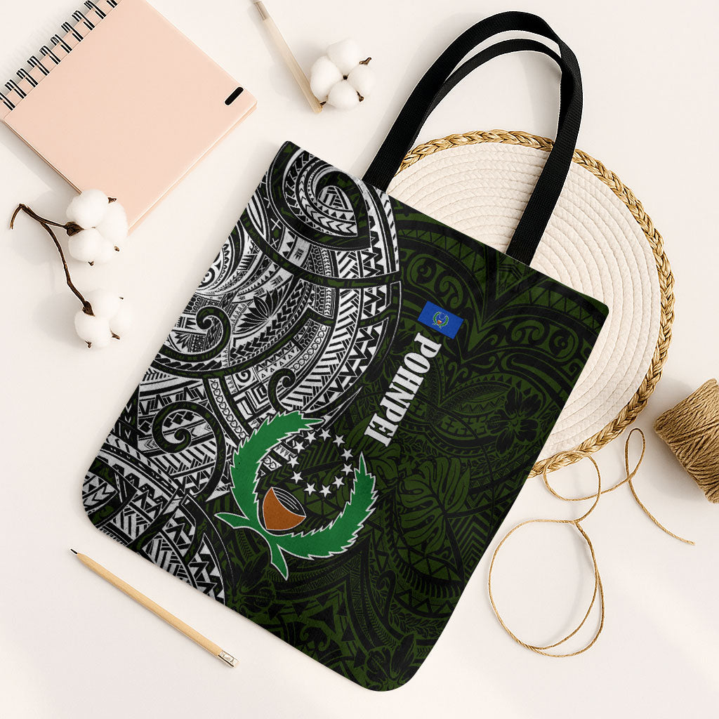 Pohnpei Federated States Of Micronesia Tote Bag Polynesian Tribal Heritage Art With Kaselehlie State Seal