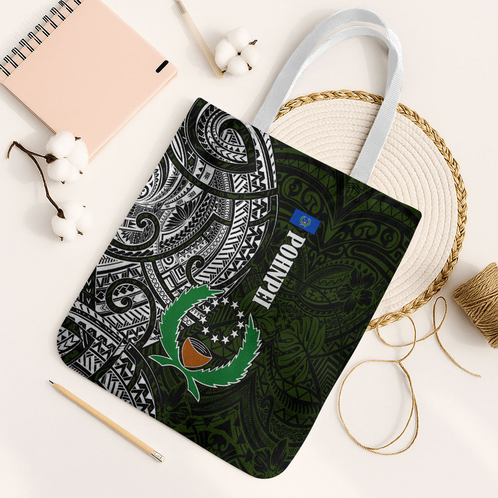 Pohnpei Federated States Of Micronesia Tote Bag Polynesian Tribal Heritage Art With Kaselehlie State Seal